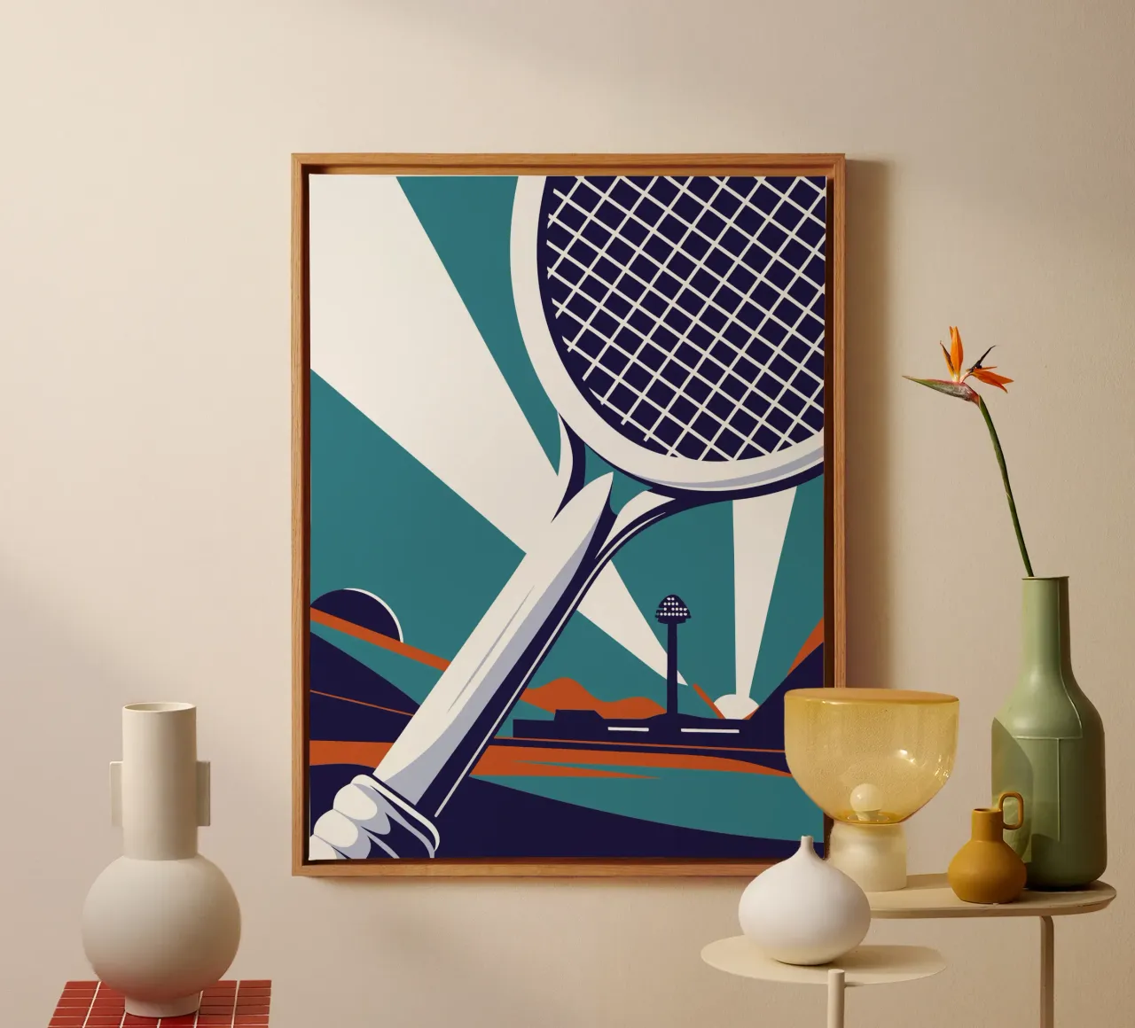Tennis Racket canvas met Baklijst van STORE PRESENCE