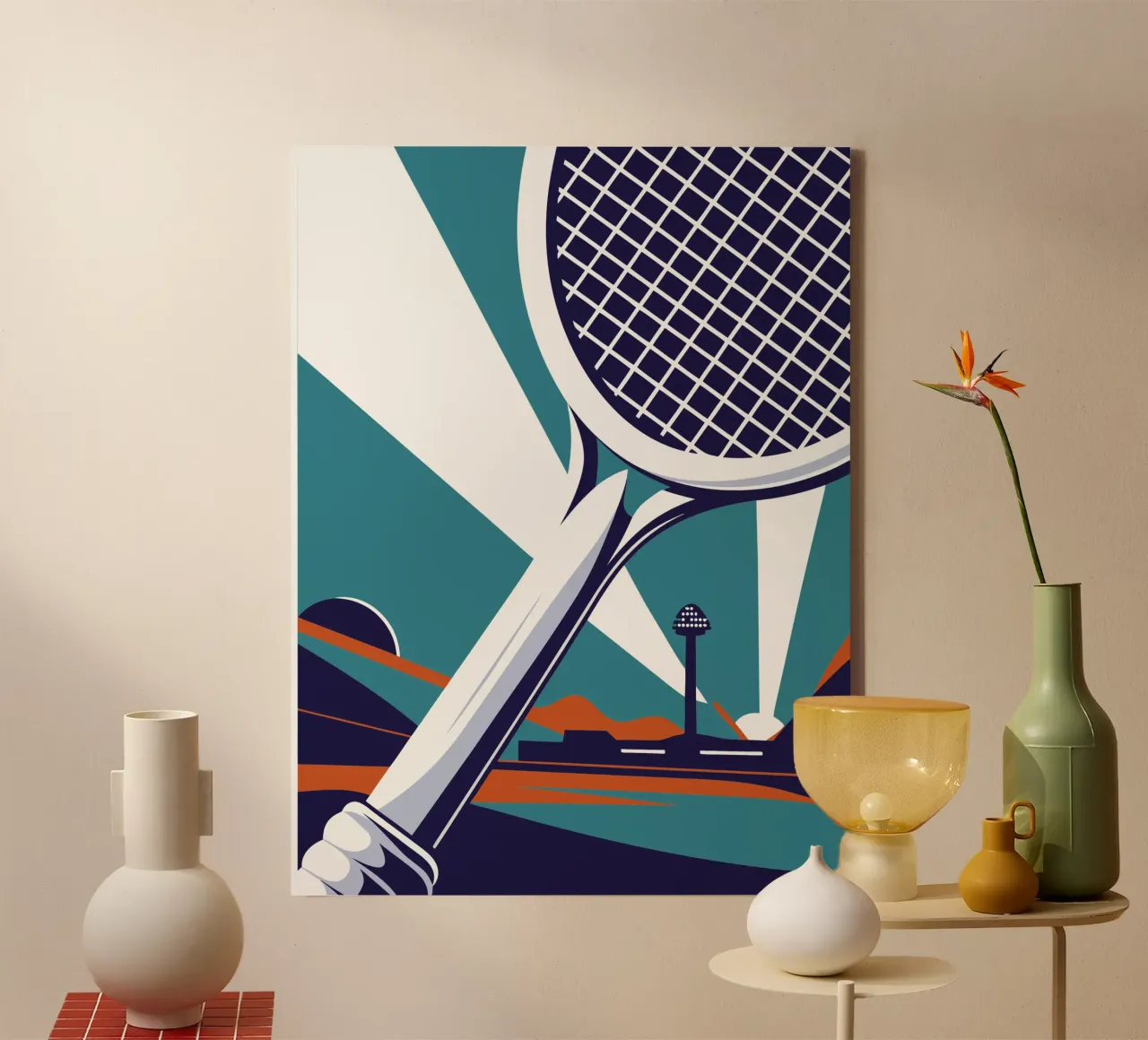 Tennis Racket canvas met Baklijst van STORE PRESENCE