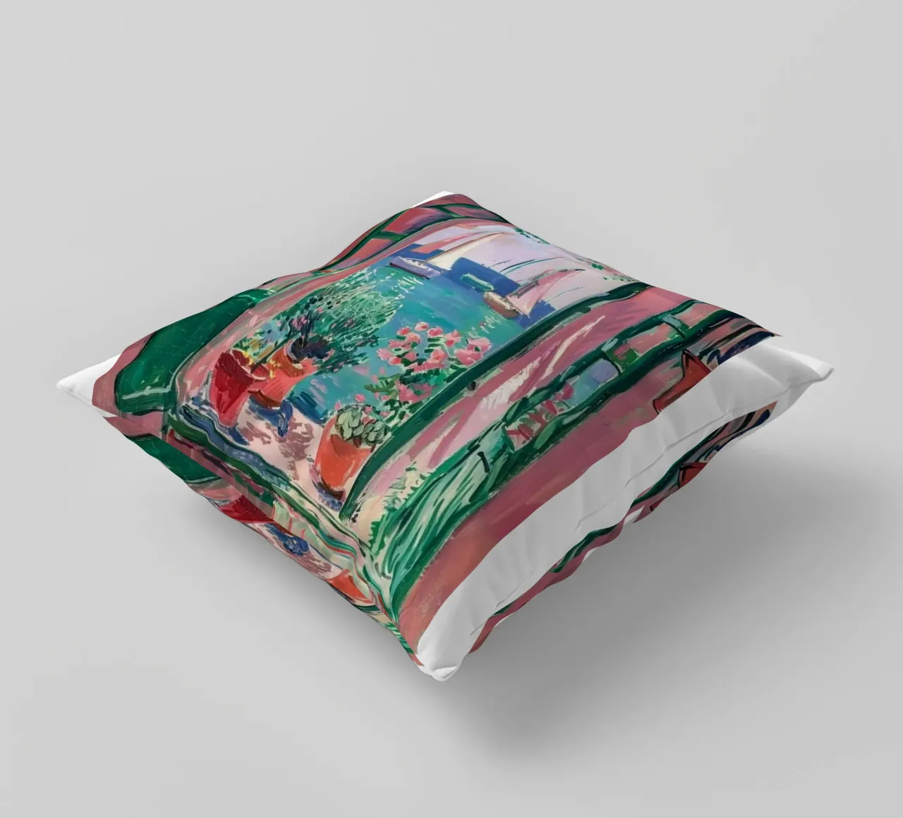 vue d'un voilier depuis l'arrière de la fenêtre coussin de briyan shop
