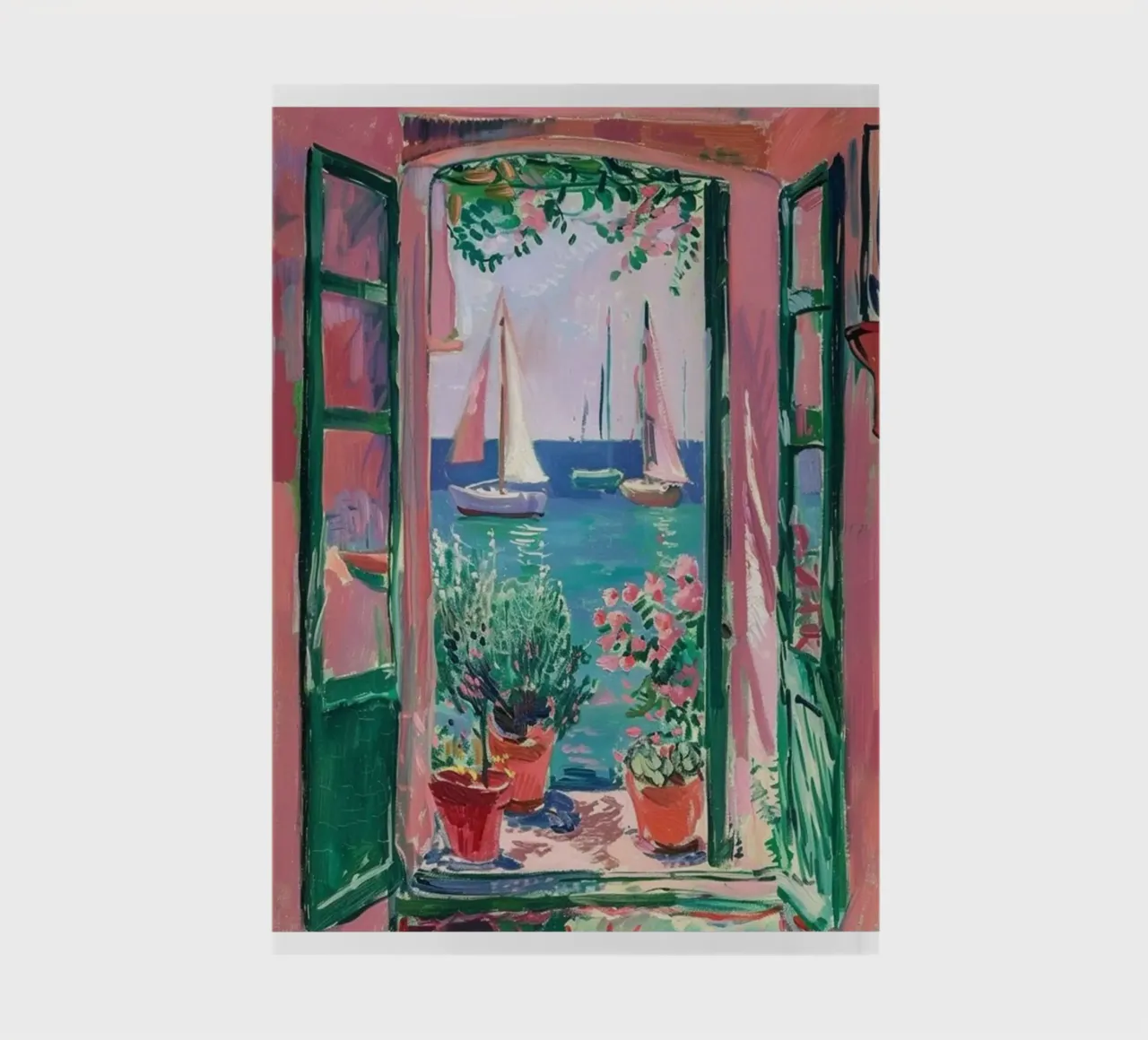 view of a sailboat from behind the window notebook by briyan shop