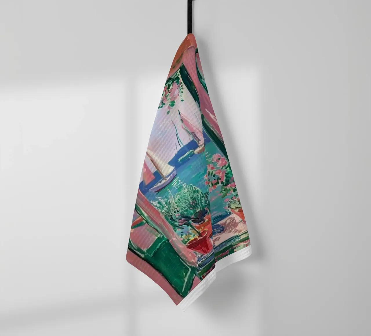 vue d'un voilier depuis l'arrière de la fenêtre torchon de briyan shop