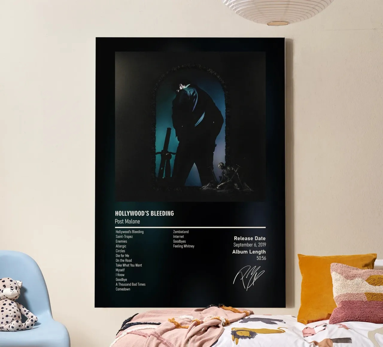 Hollywood’s Bleeding (2019) by Post Malone canvas by DGUnder