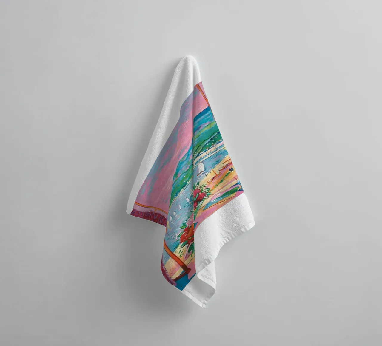 view of the coastline below the mountain towel by briyan shop