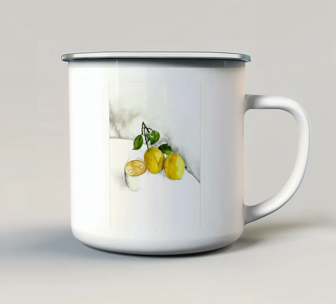 limoni frutta agrumi tazza in smalto da Ella Ward