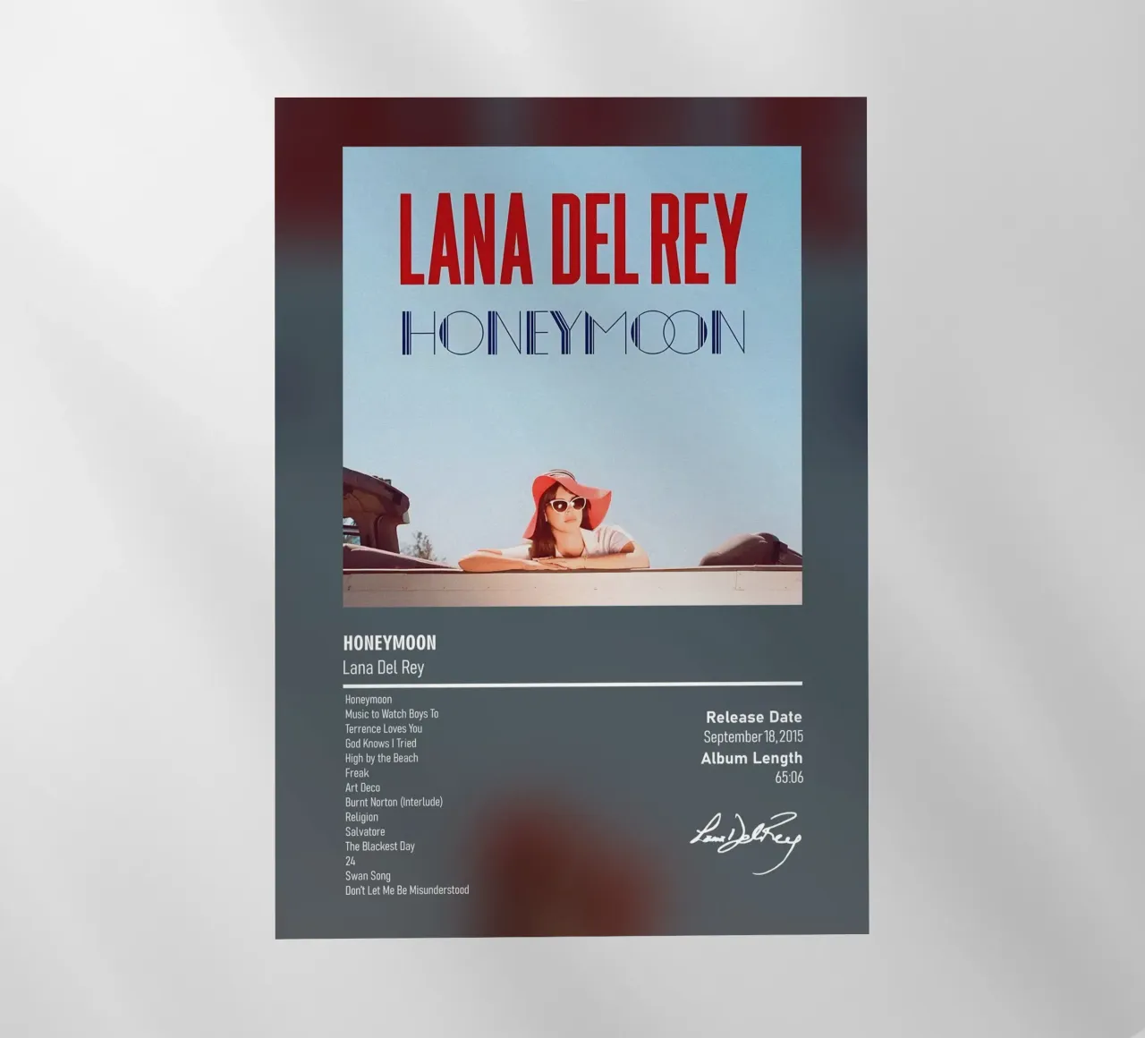 Honeymoon (2015) by Lana Del Rey pellicola backlit da DGUnder