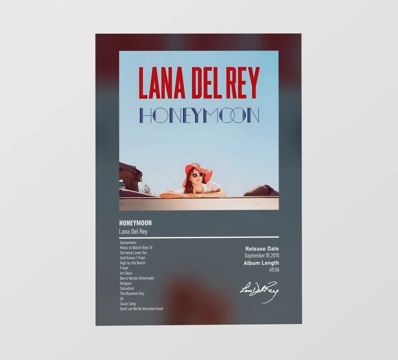 Honeymoon (2015) by Lana Del Rey pellicola backlit da DGUnder