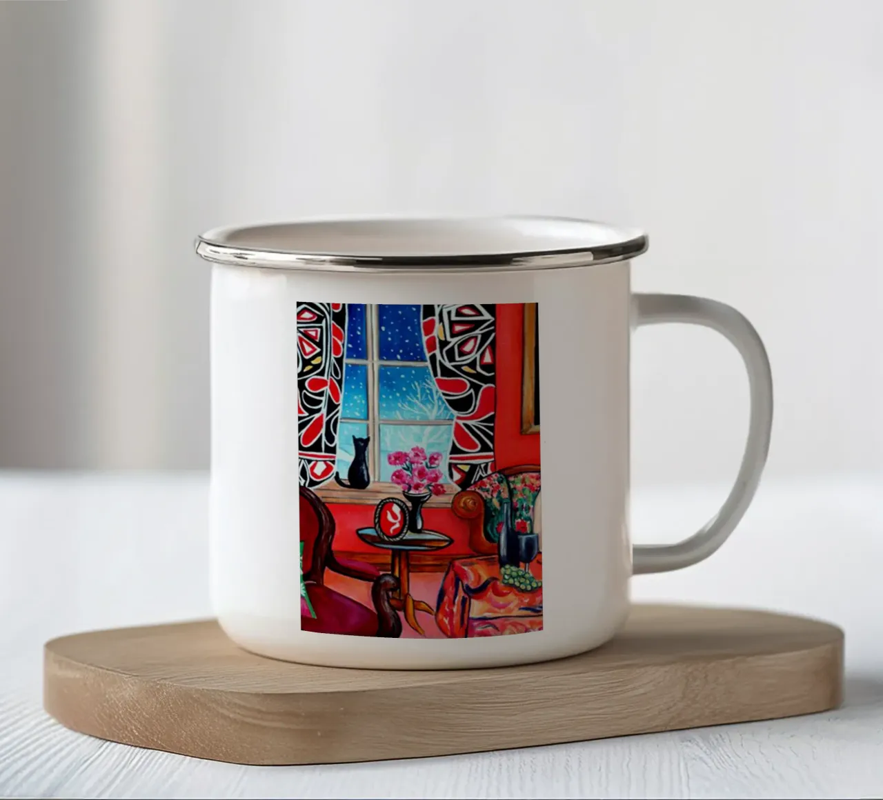 decorazione tutta rossa della casa tazza in smalto da briyan shop