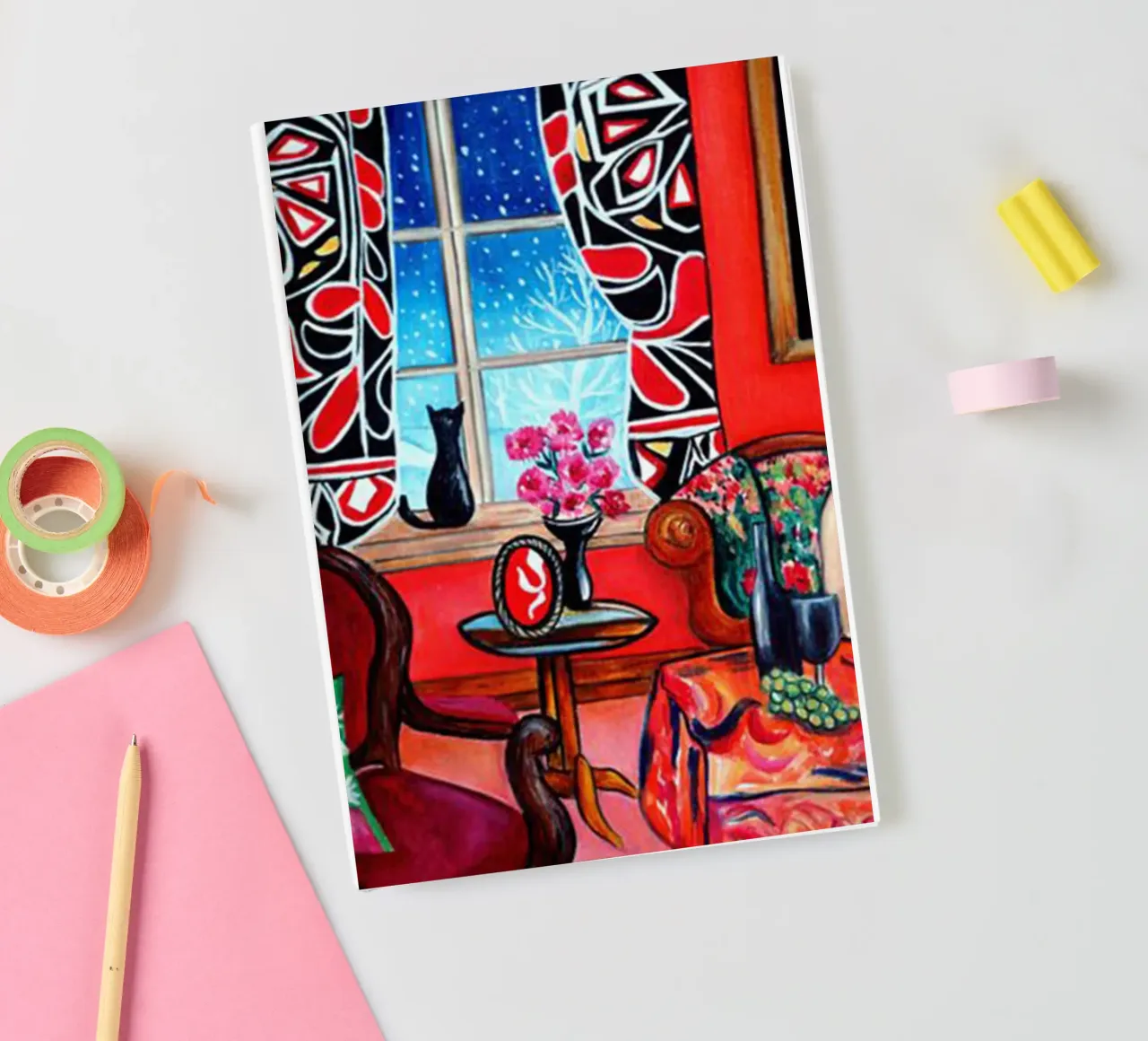 all-red decoration in the house notebook by briyan shop