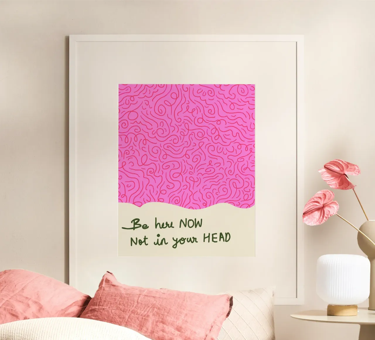 Proprio qui, proprio ora poster con telaio in legno da Kintsugi99