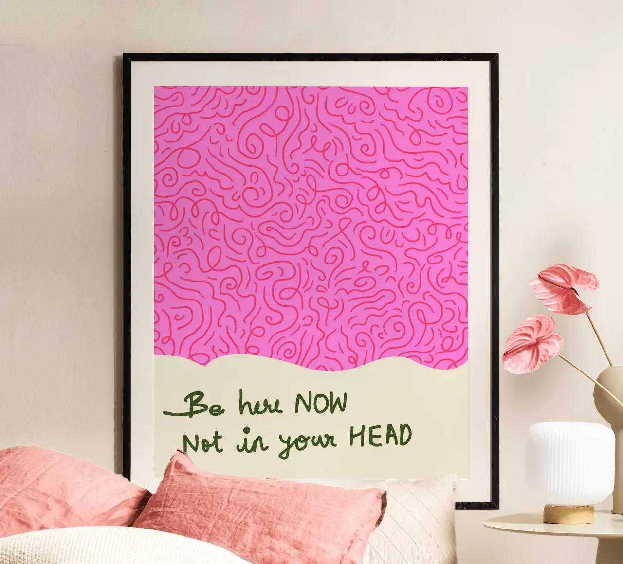 Proprio qui, proprio ora poster con telaio in legno da Kintsugi99