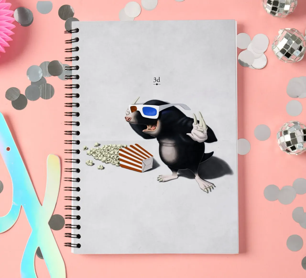 3D (Titled) spiral notebook by Rob Art | Illustration