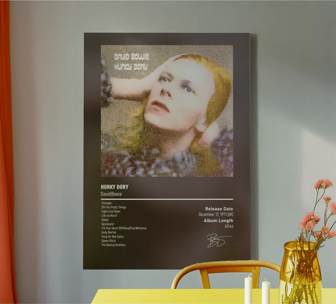 Hunky Dory By David Bowie tela con Cornice a cassetta da DGUnder