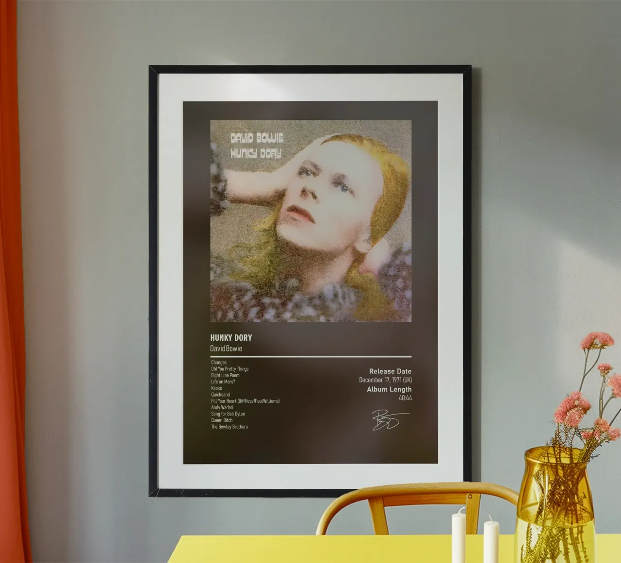 Hunky Dory By David Bowie poster con telaio in alluminio da DGUnder