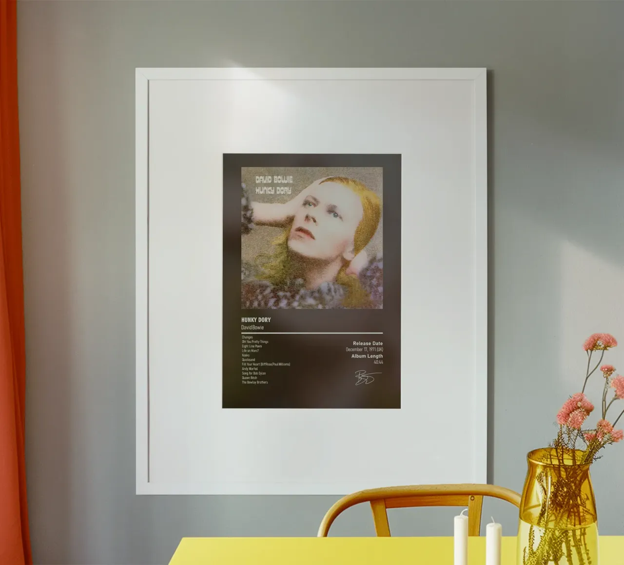 Hunky Dory By David Bowie poster con telaio in alluminio da DGUnder