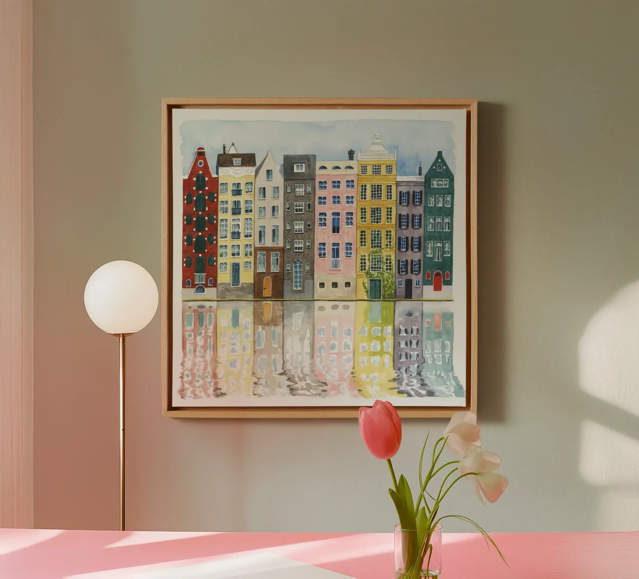 Buurt II - Grace Popp canvas met Baklijst van medineprint