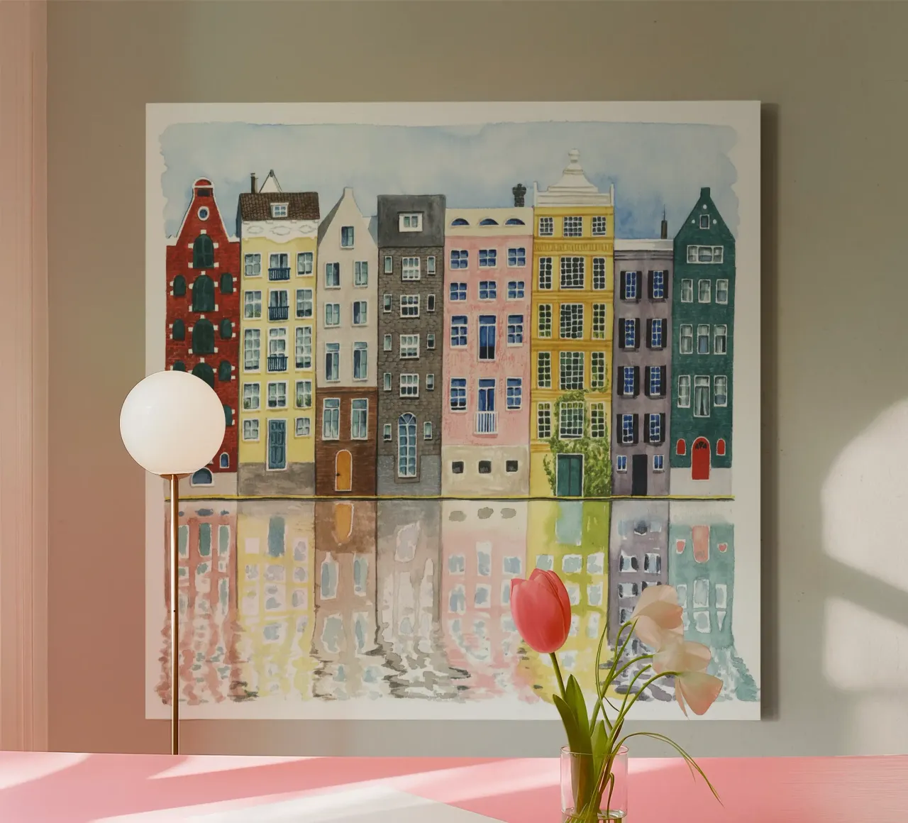 Buurt II - Grace Popp canvas met Baklijst van medineprint