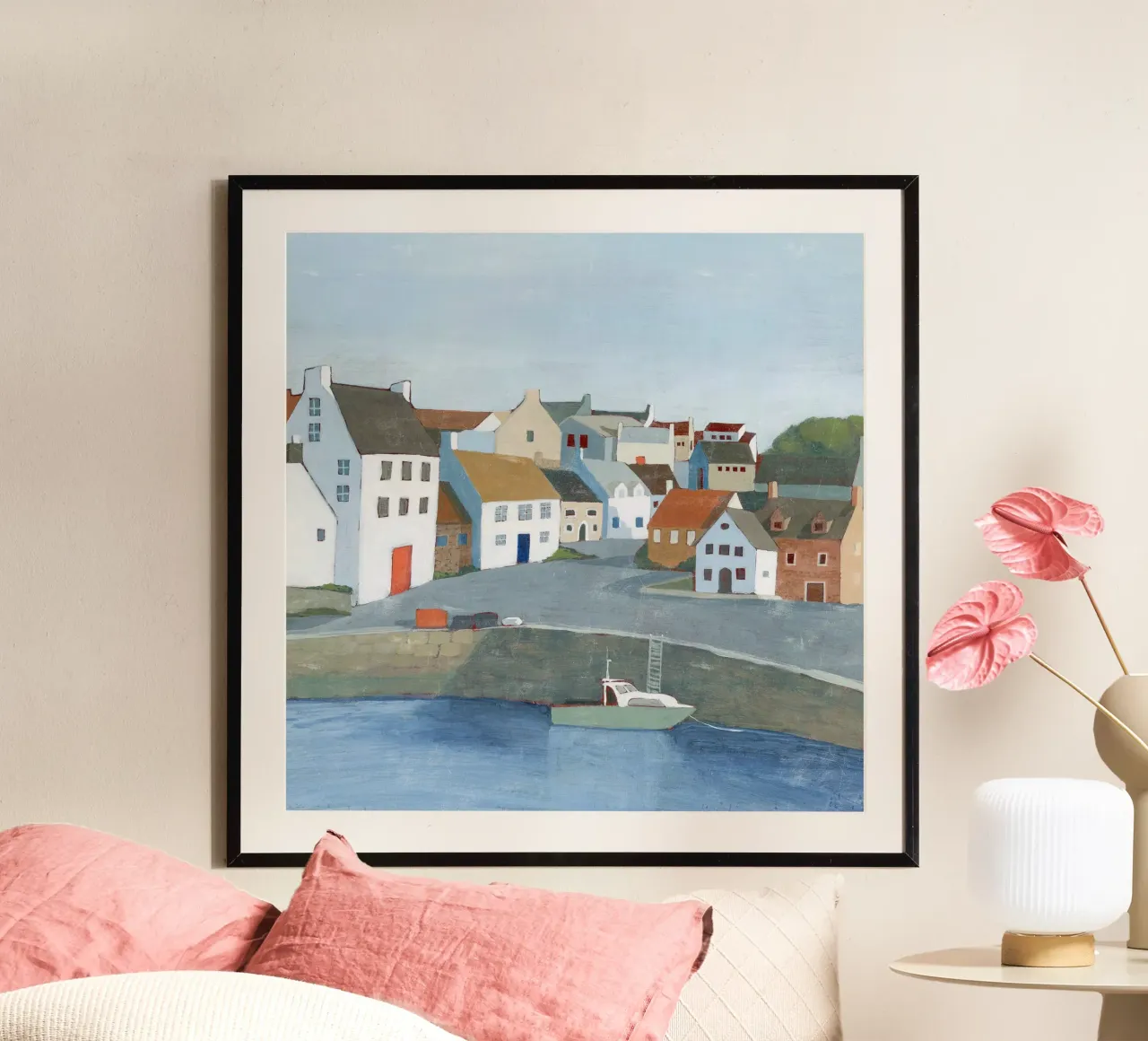 Vecchia città di mare I - Grace Popp poster con telaio in alluminio da medineprint