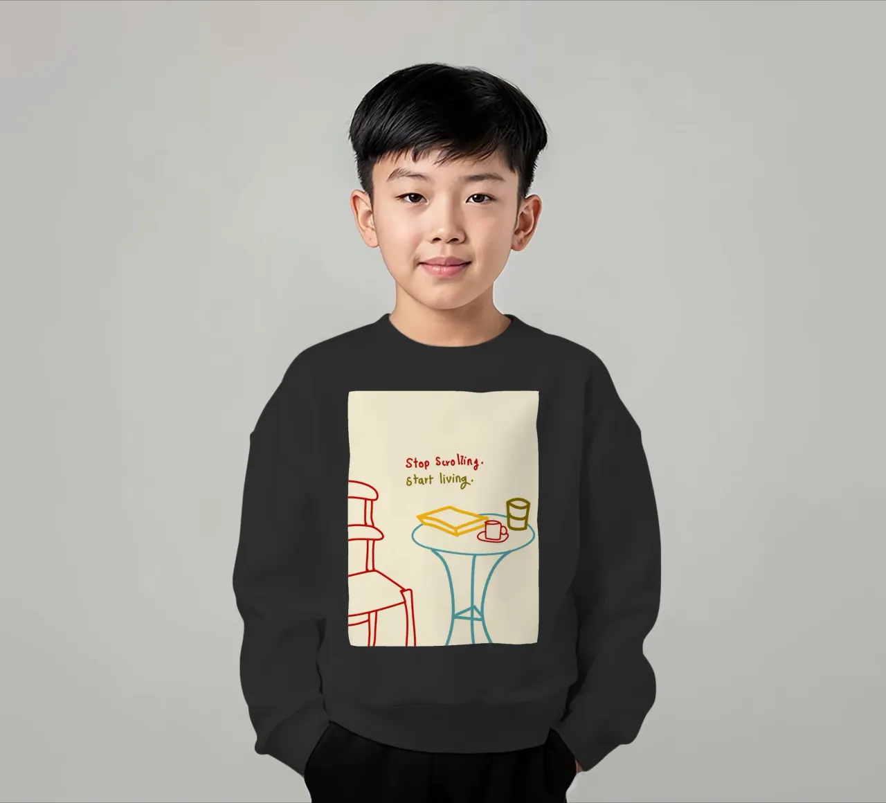 Smettere di scorrere, iniziare a vivere felpa bambino da Kintsugi99