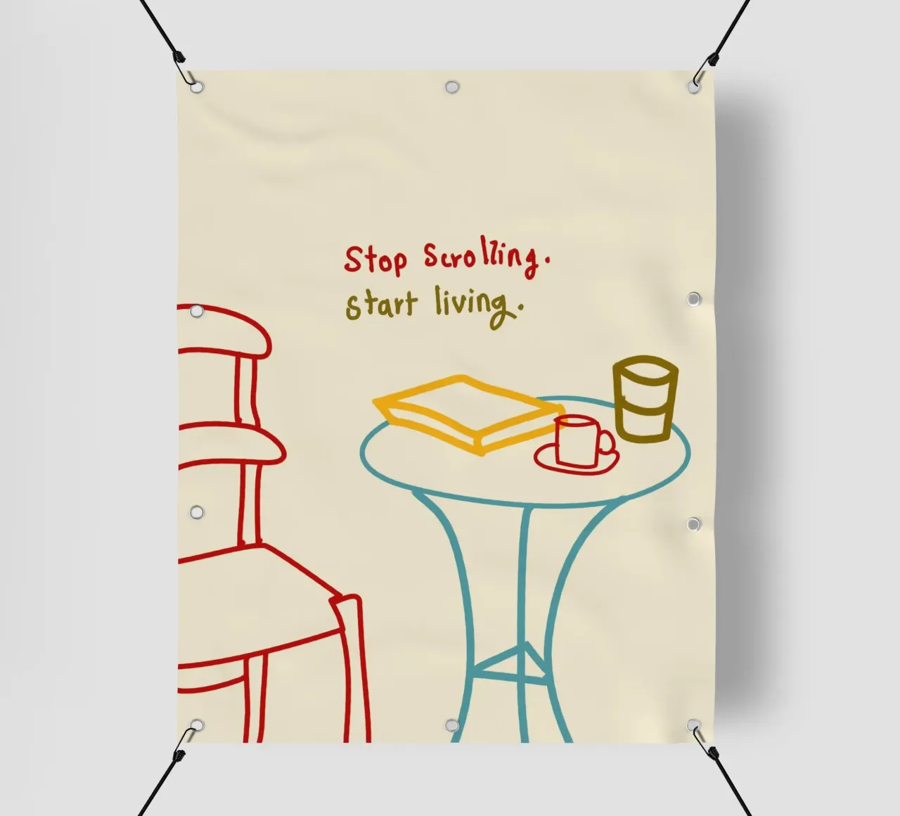 Smettere di scorrere, iniziare a vivere telo in pvc da Kintsugi99