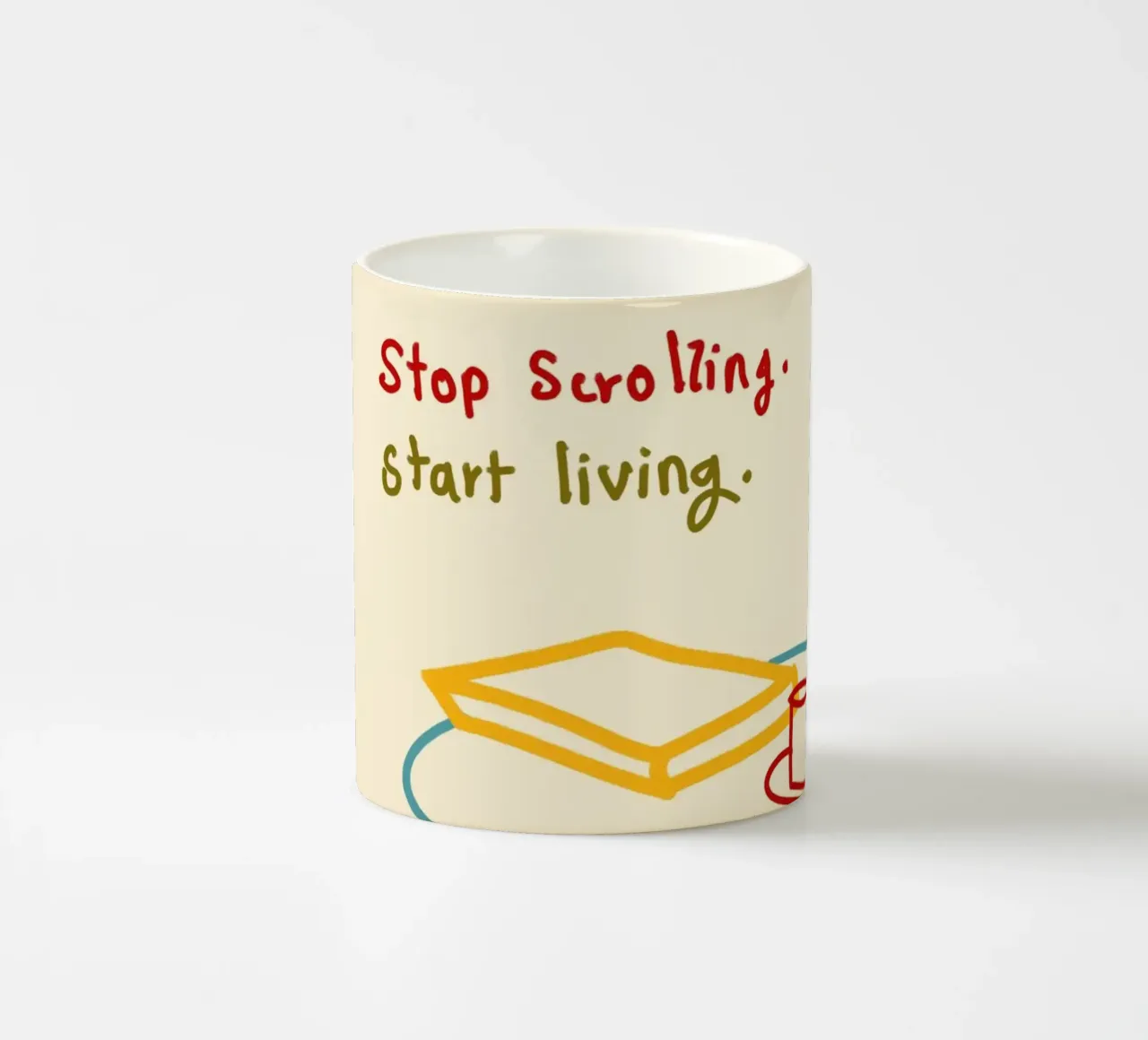 Smettere di scorrere, iniziare a vivere tazza in ceramica da Kintsugi99