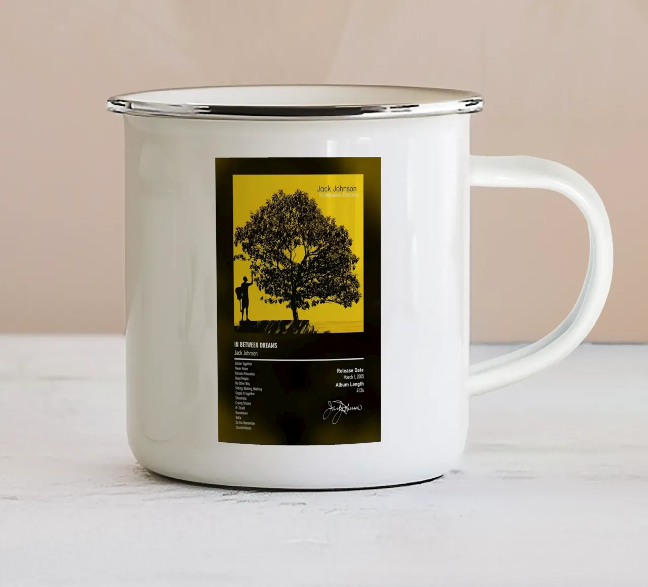 In Between Dreams (2005) by Jack Johnson tazza in smalto da DGUnder