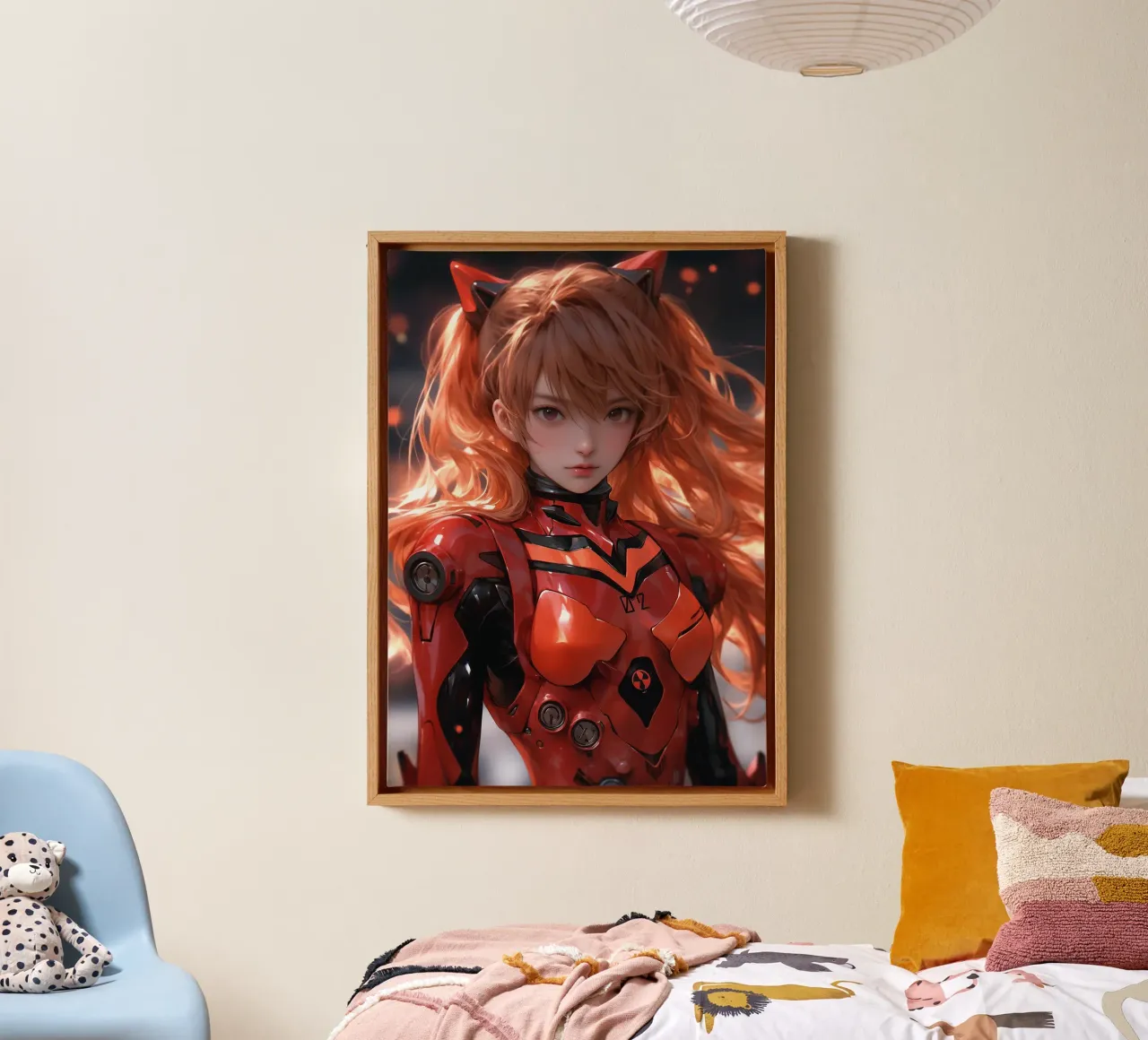 Asuka Langley Soryu Neon Genesis Evangelion canvas met Baklijst van Fleur de Lys