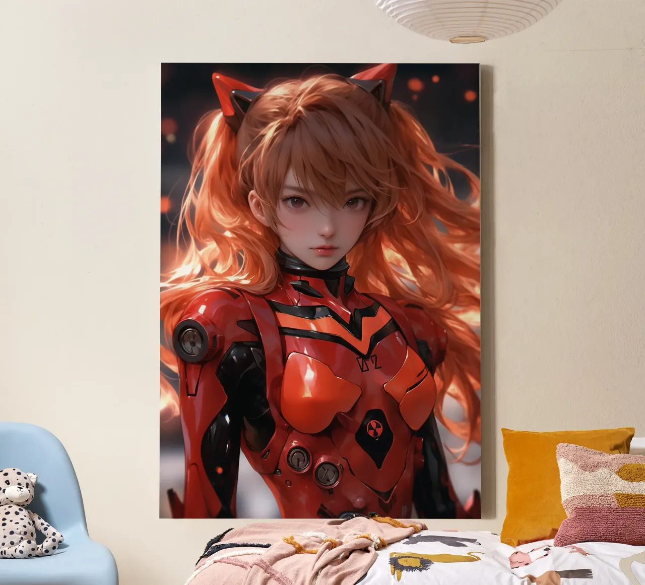 Asuka Langley Soryu Neon Genesis Evangelion canvas met Baklijst van Fleur de Lys