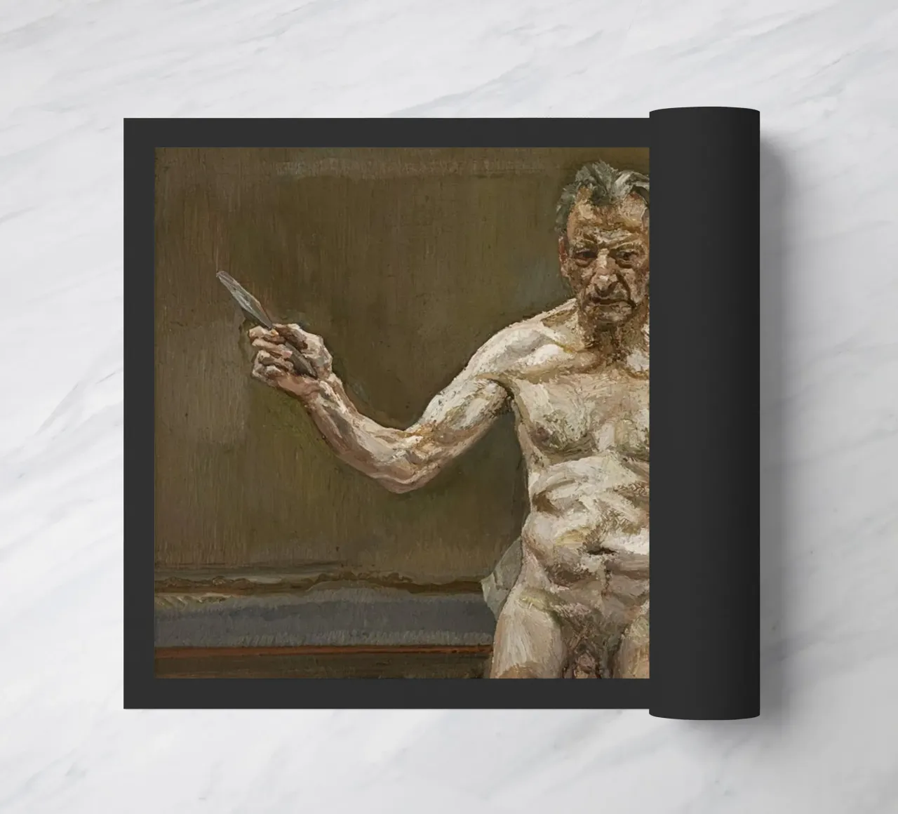 Lucien Freud - Self Portrait doormat by julyebayprint