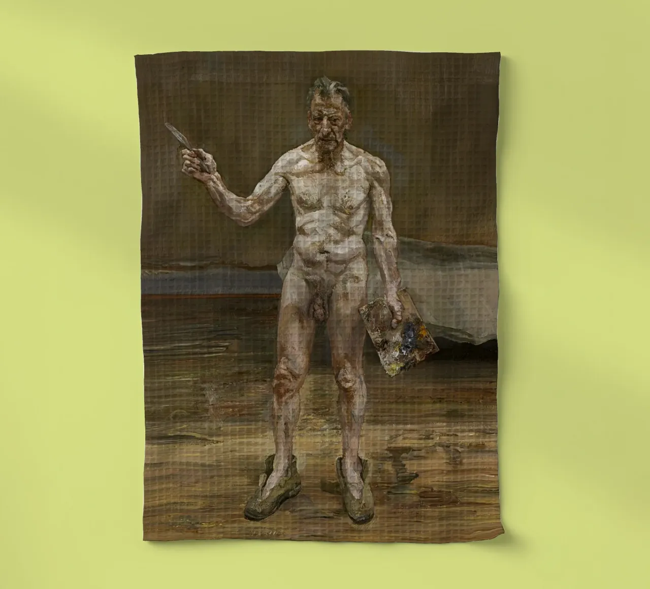 Lucien Freud - Self Portrait tea towel by julyebayprint