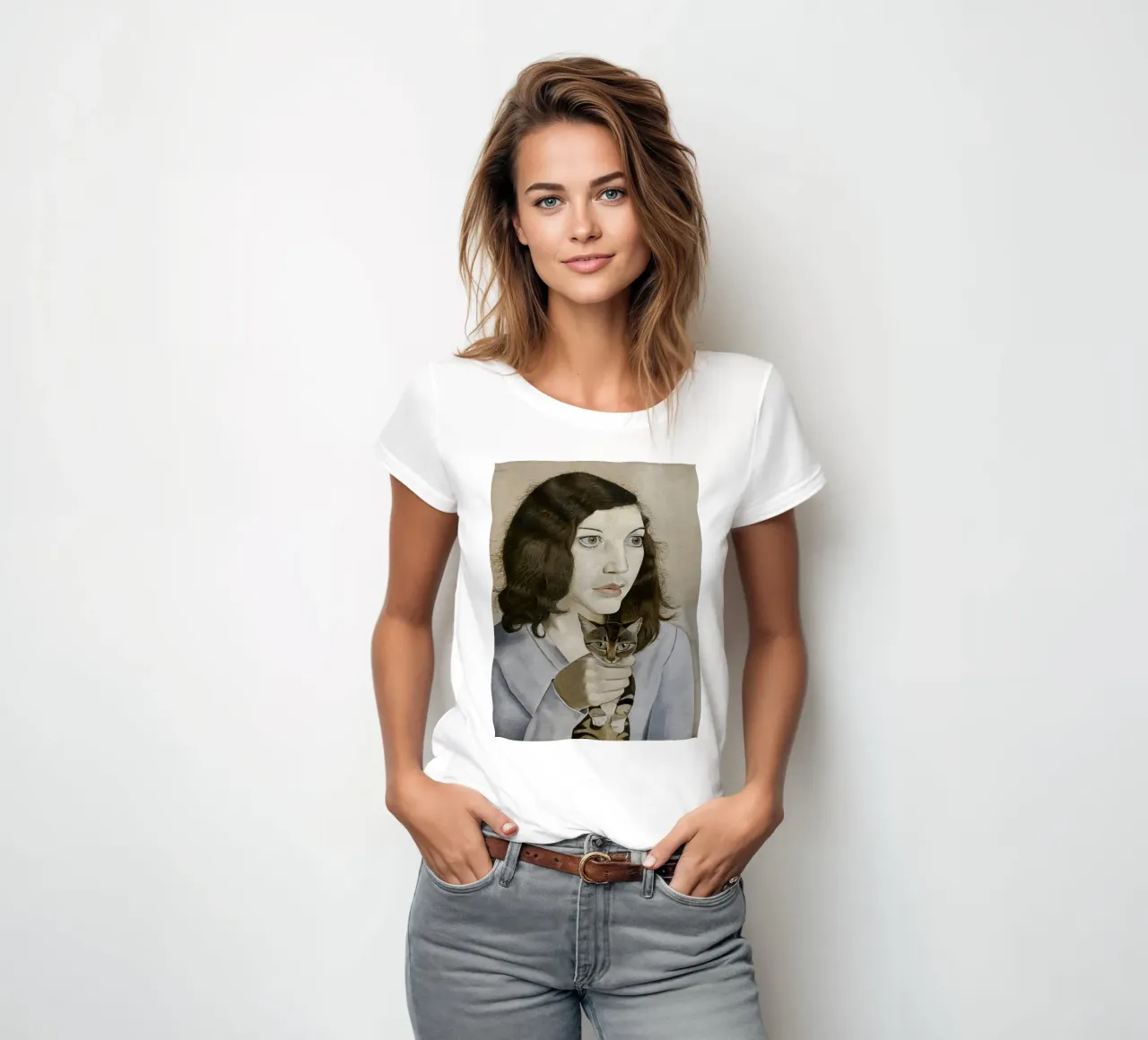 Mädchen mit einem Kätzchen - Lucian Freud Frauen T-Shirt von julyebayprint