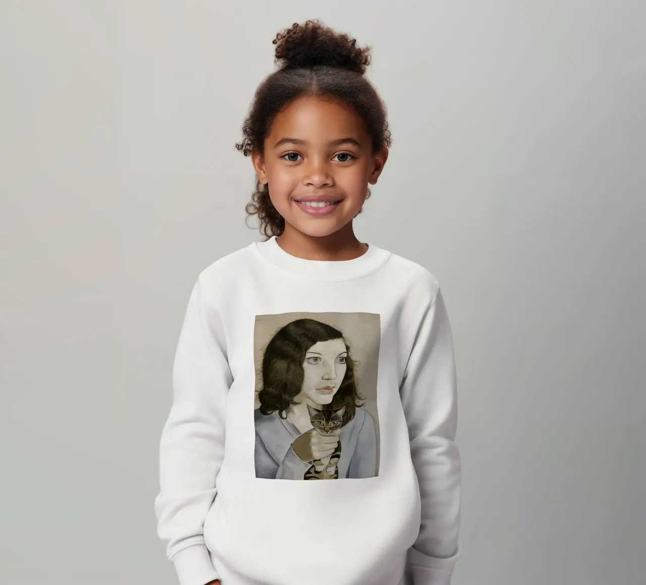 La ragazza con il gattino - Lucian Freud felpa bambino da julyebayprint