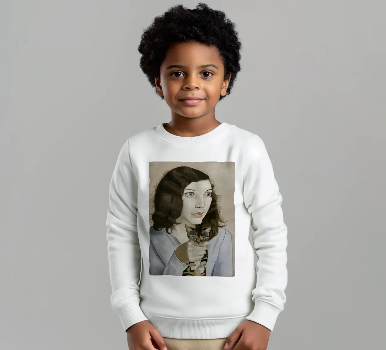 La ragazza con il gattino - Lucian Freud felpa bambino da julyebayprint