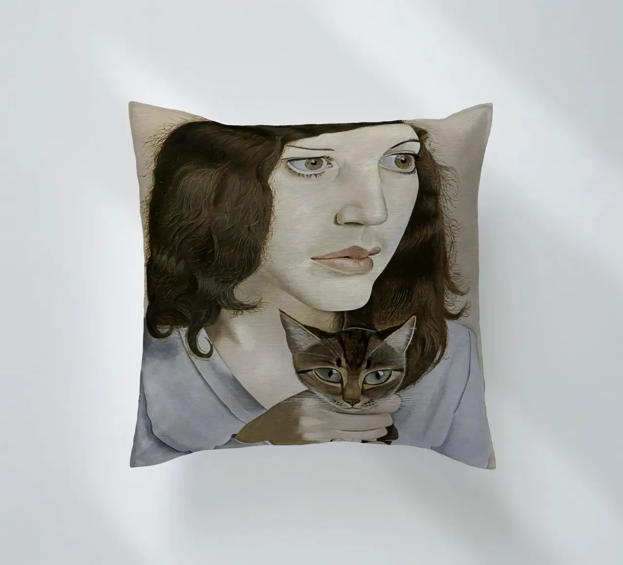 La ragazza con il gattino - Lucian Freud cuscino da julyebayprint