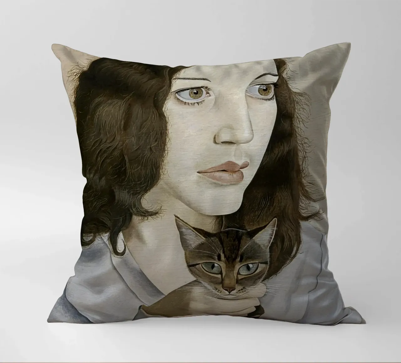 La ragazza con il gattino - Lucian Freud cuscino da julyebayprint