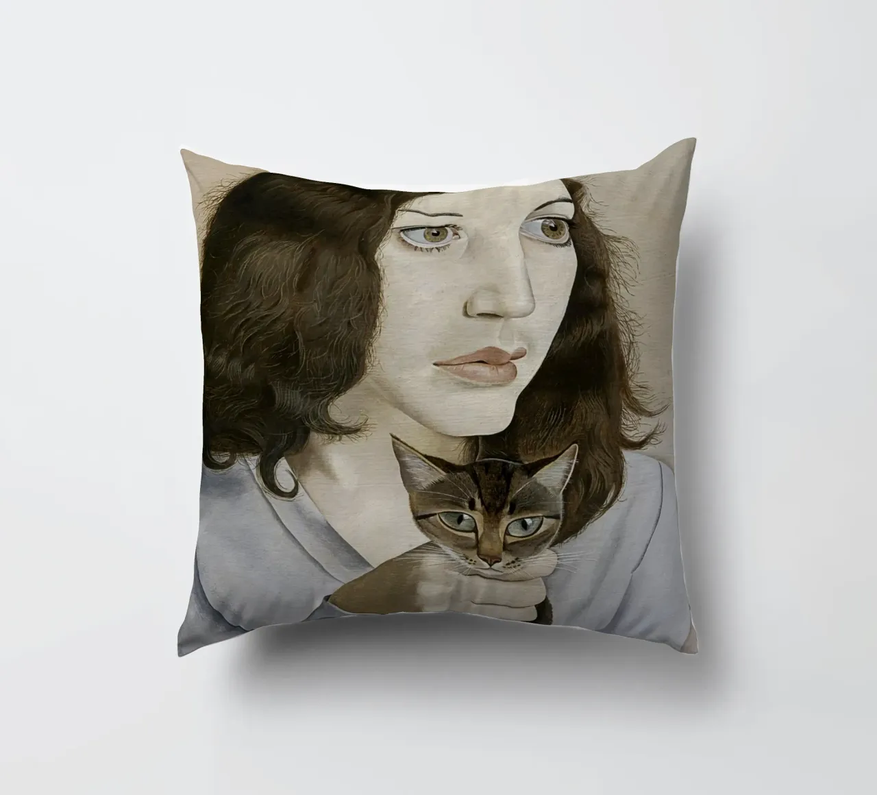 La ragazza con il gattino - Lucian Freud cuscino da julyebayprint