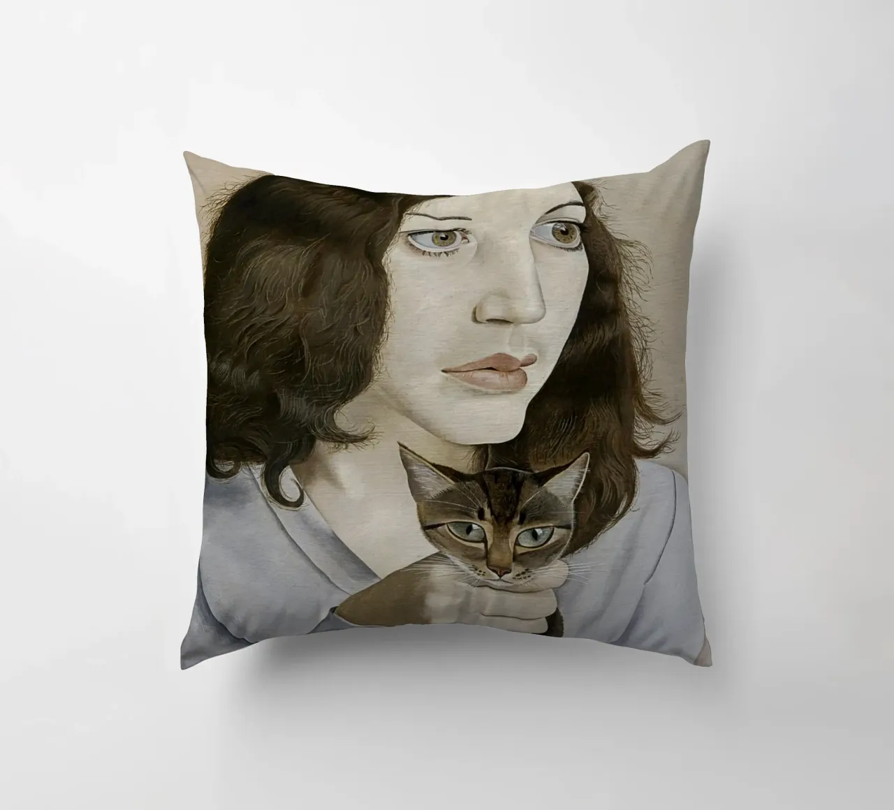 La ragazza con il gattino - Lucian Freud cuscino da julyebayprint