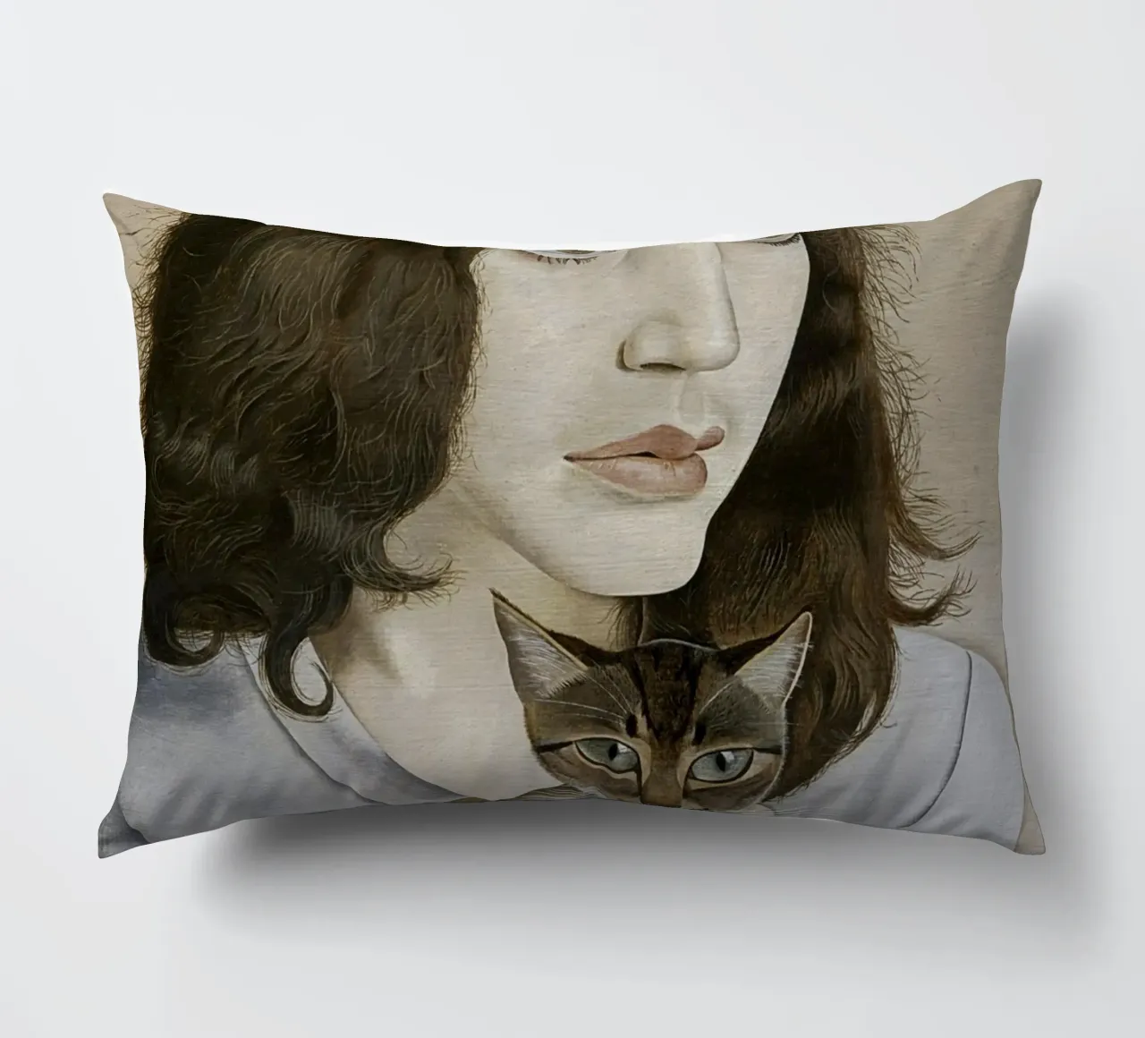 La ragazza con il gattino - Lucian Freud cuscino da julyebayprint