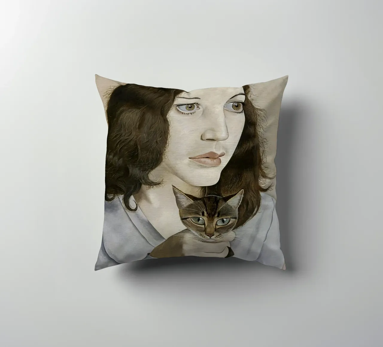 La ragazza con il gattino - Lucian Freud cuscino da julyebayprint