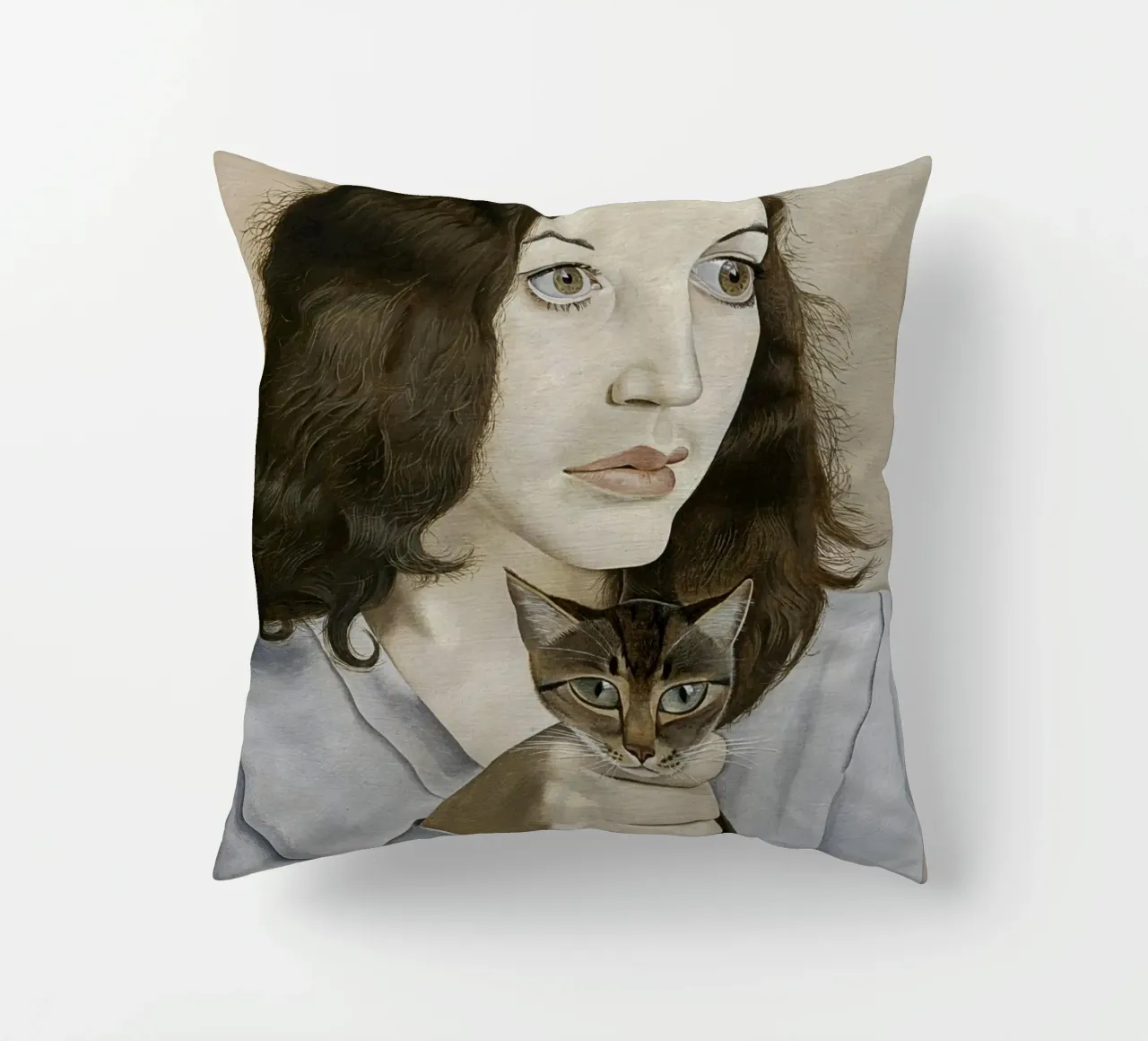 La ragazza con il gattino - Lucian Freud cuscino da julyebayprint