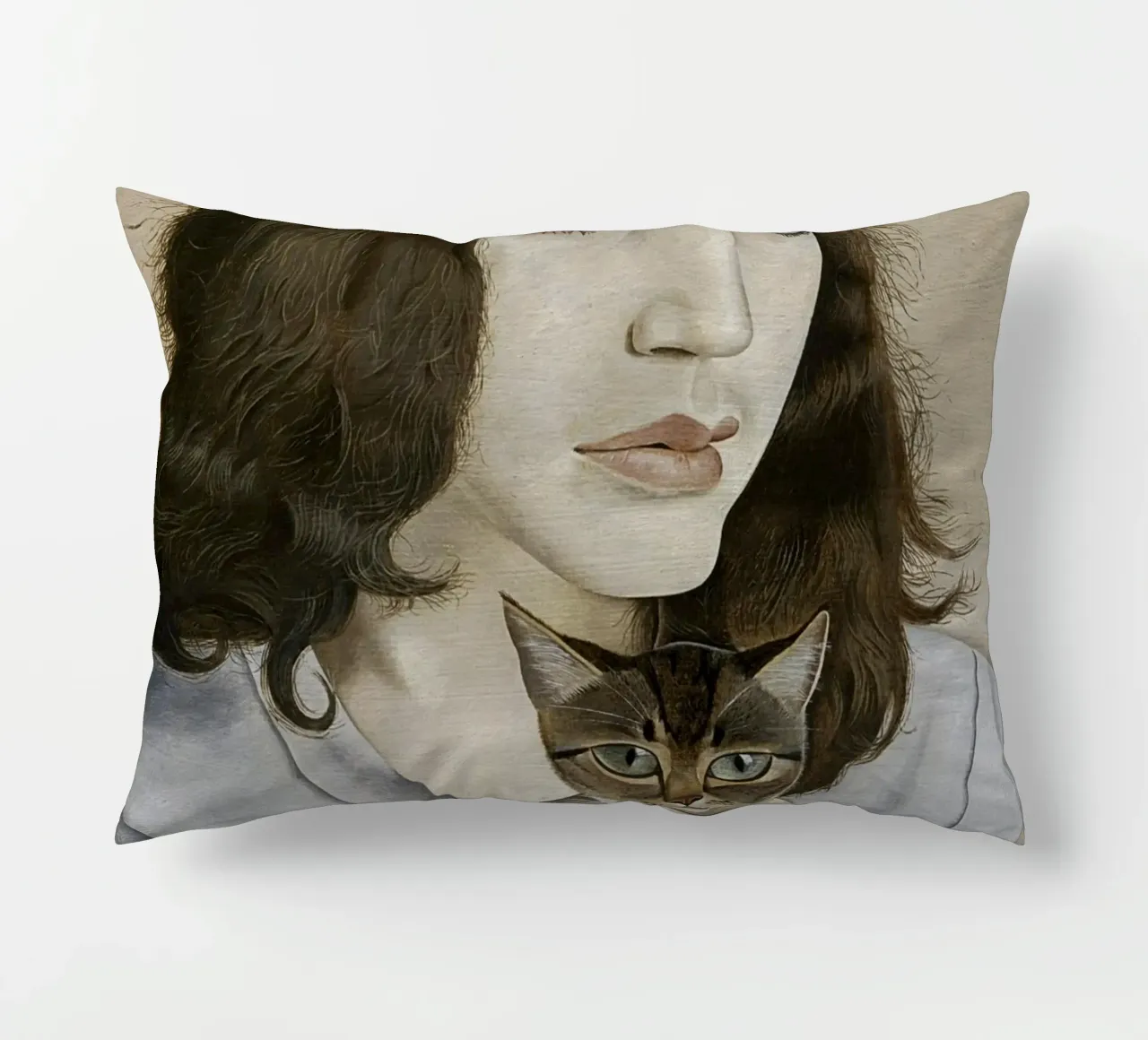 La ragazza con il gattino - Lucian Freud cuscino da julyebayprint