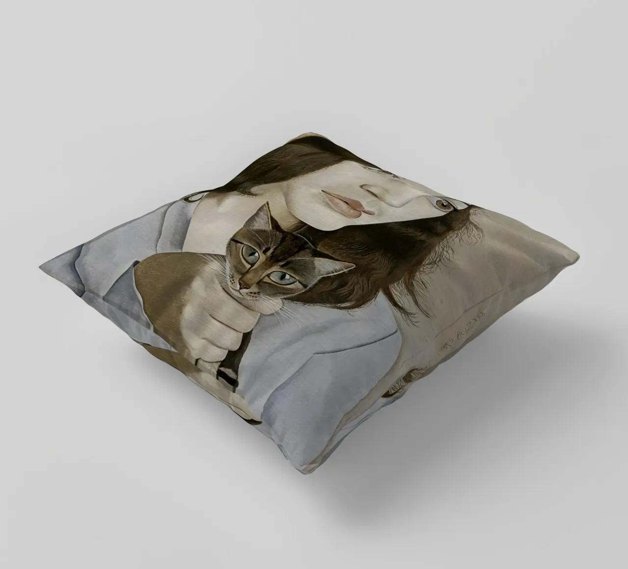 La ragazza con il gattino - Lucian Freud cuscino da julyebayprint