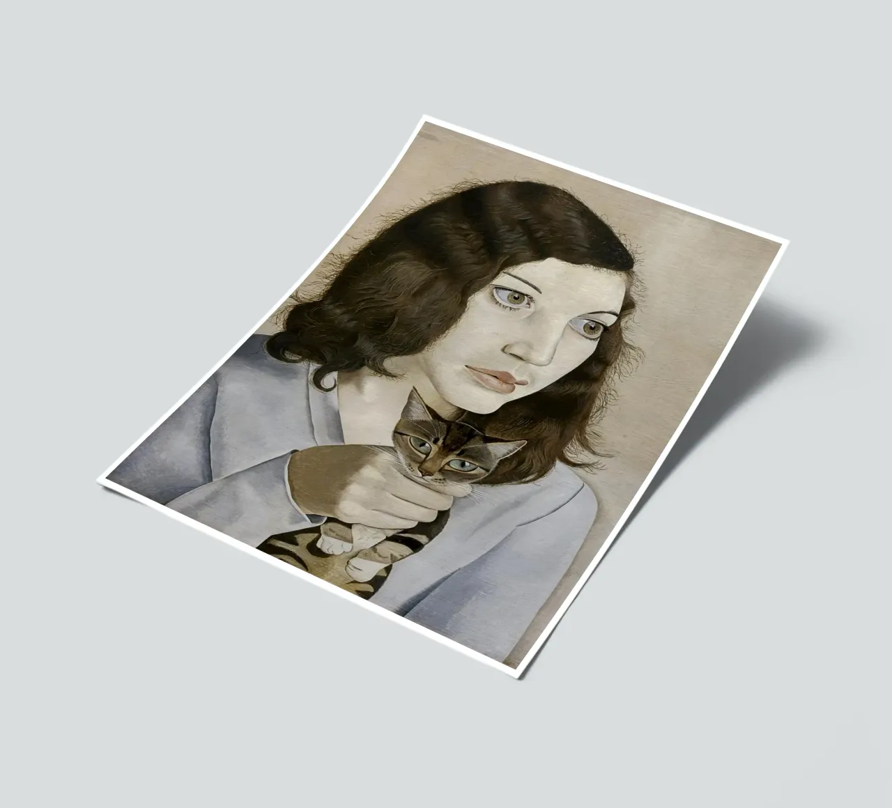 Mädchen mit einem Kätzchen - Lucian Freud Stickerbogen von julyebayprint
