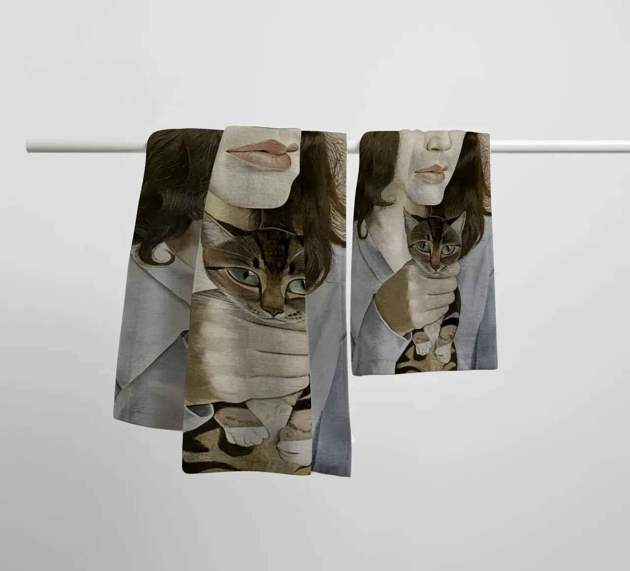 Mädchen mit einem Kätzchen - Lucian Freud Handtuch von julyebayprint