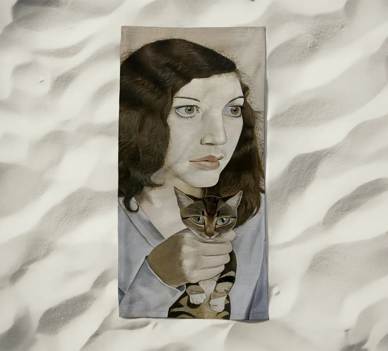 La ragazza con il gattino - Lucian Freud telo mare da julyebayprint