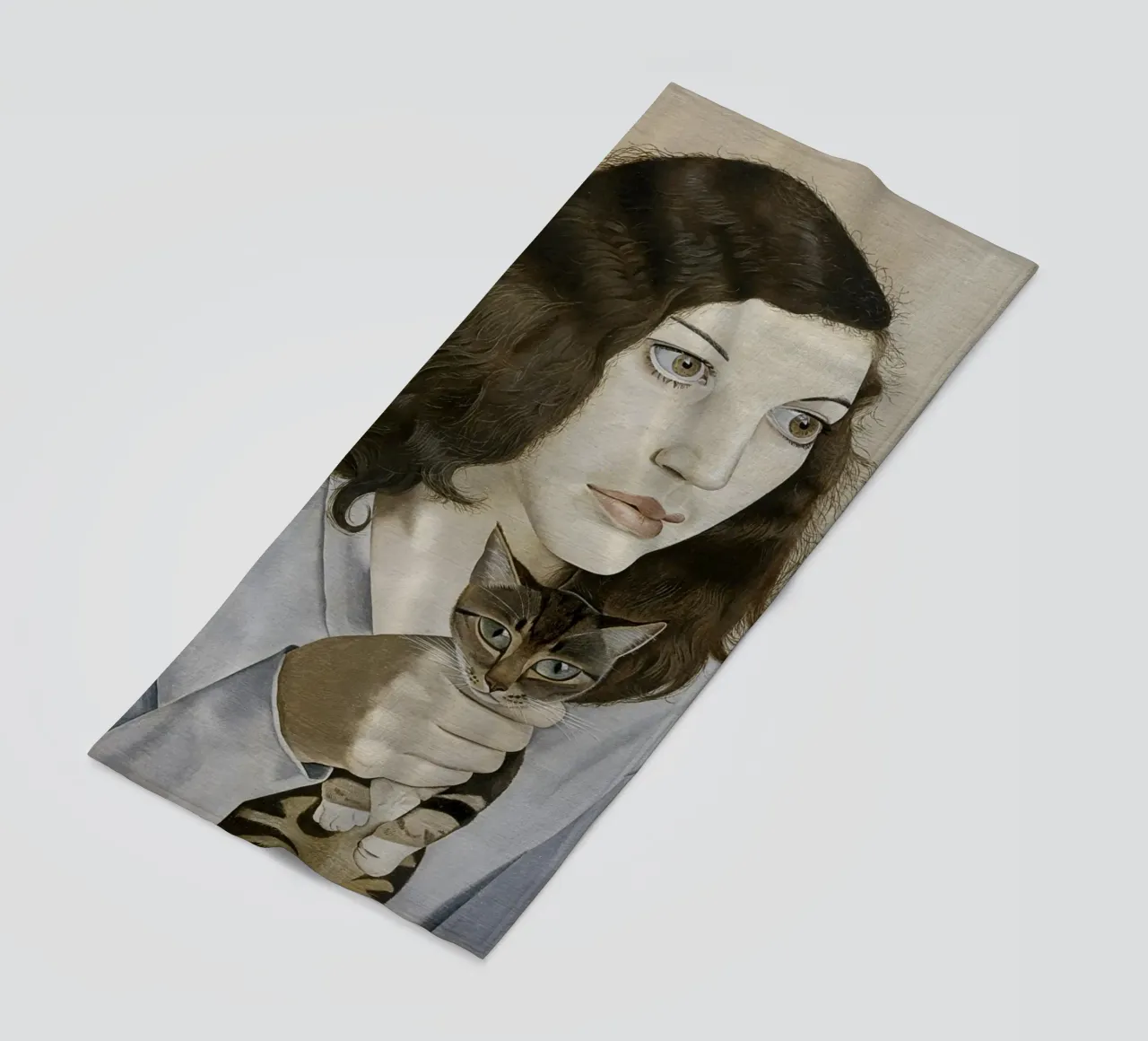 La ragazza con il gattino - Lucian Freud telo mare da julyebayprint