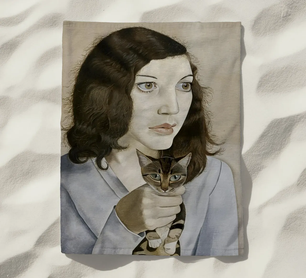 La ragazza con il gattino - Lucian Freud telo mare da julyebayprint