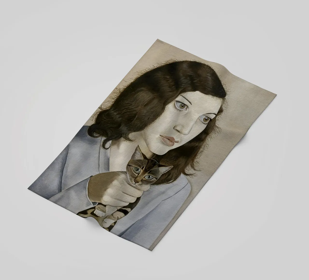 La ragazza con il gattino - Lucian Freud telo mare da julyebayprint