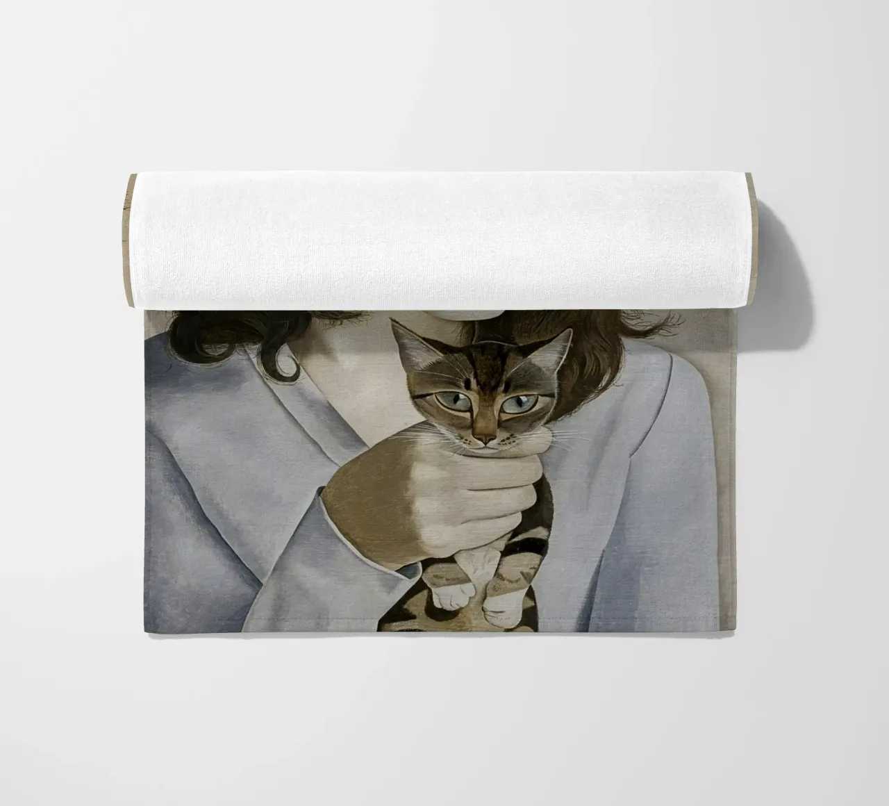La ragazza con il gattino - Lucian Freud telo mare da julyebayprint