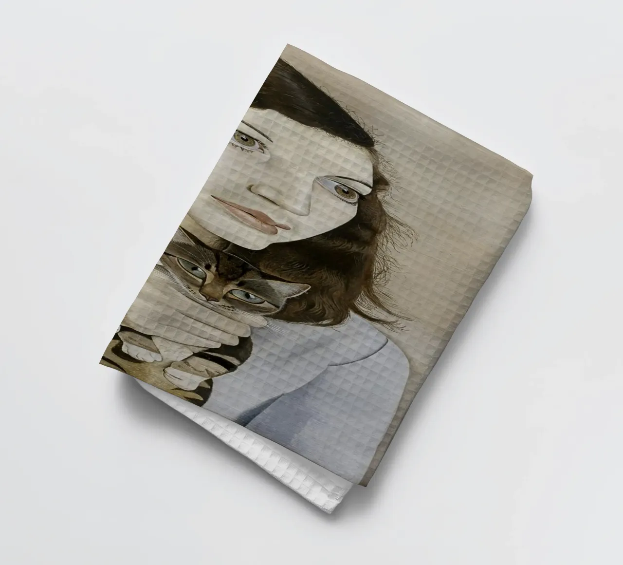 Mädchen mit einem Kätzchen - Lucian Freud Geschirrtuch von julyebayprint
