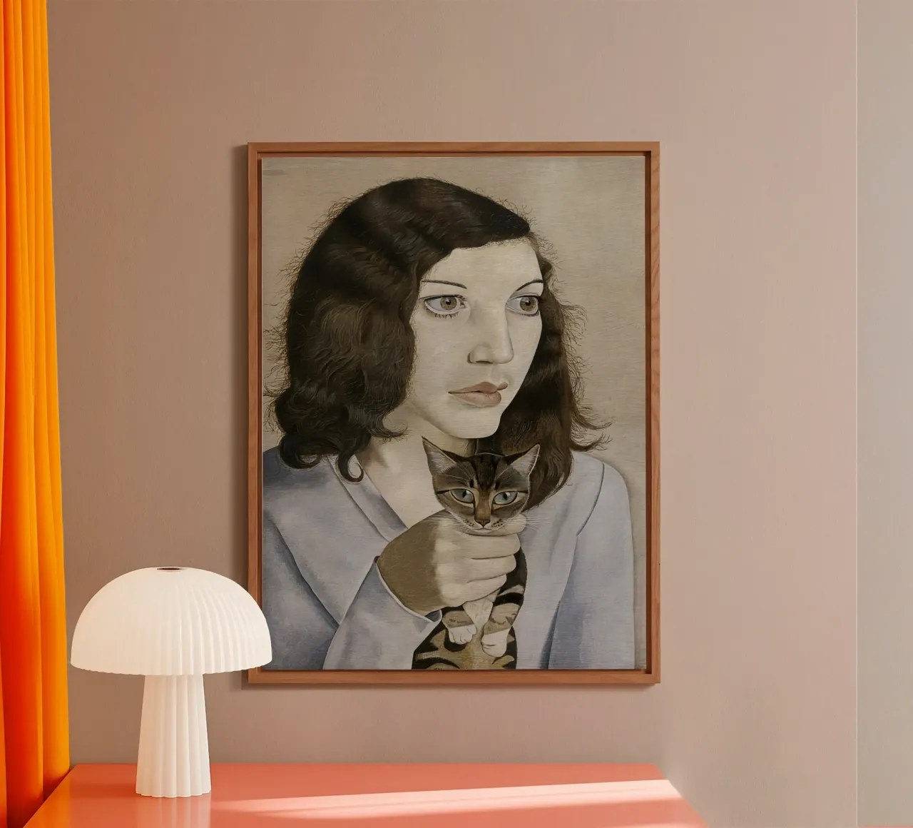 La ragazza con il gattino - Lucian Freud alluminio dibond da julyebayprint